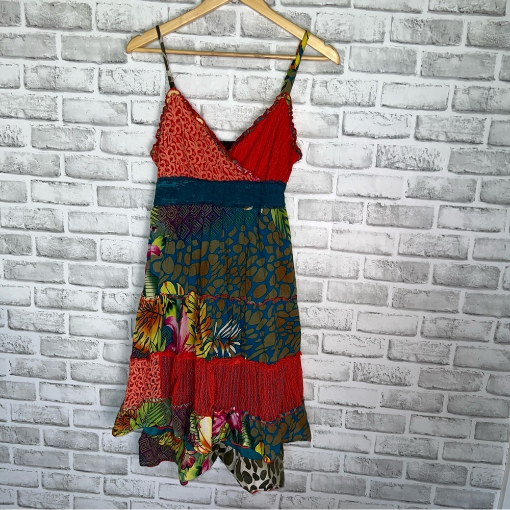 Colorful Patchwork Midi Dress